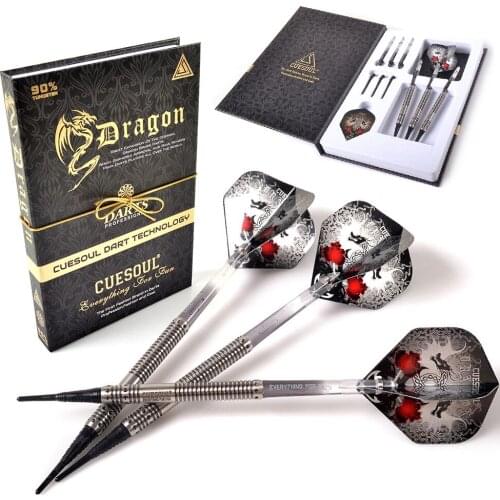 CUESOUL Dragon Fashionable 90% tungsten 18g Soft Tip Darts Set,Barrel with Titanium Coated