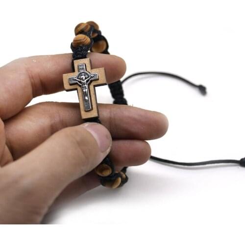 E56A Cross Rosary Bracelet Knot Rosary Bracelet Christian Personality Jewelry Gifts