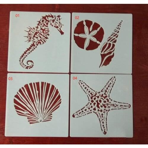Marine animal printing mold spray pattern sugar powder screen cake decorations DIY childrens painting mold