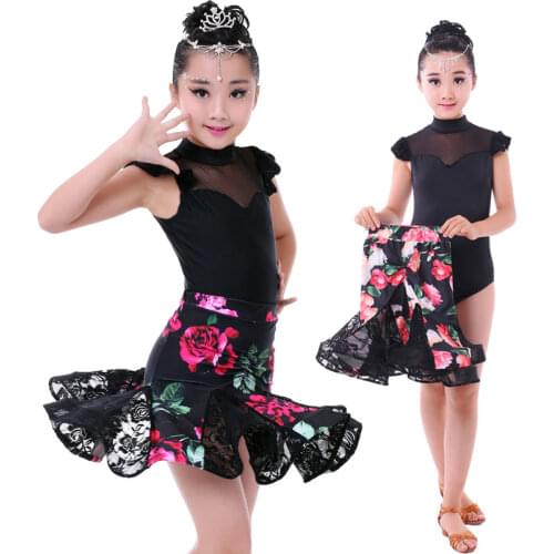 2pcs Sets Girl Latin Dance Dress For Girls Ballroom Dancing Dress Girl Competition Dancewear Kids Kid Dance Costumes Set