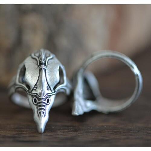 LANGHONG 10pcs Retro Viking Raven Ring For Men Punk Rings For Cosply Jewelry