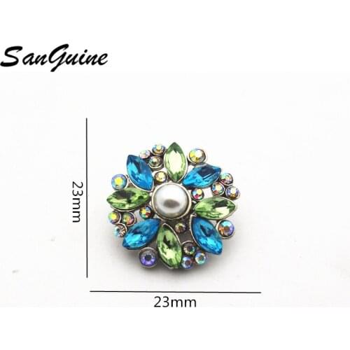 Hot selling Snap Jewelry Rhinestone Crystal Flower 18mm Snap Buttons Snap for Silver Leather Snap Bracelet Button Jewelry