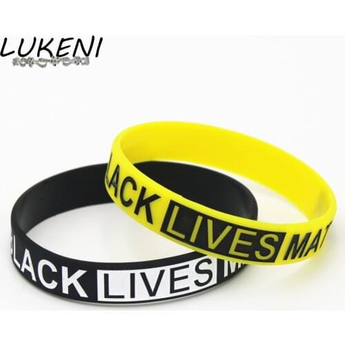 1PC Hot Sale Black Lives Matter Wristband Black Yellow Silicone Rubber Bracelet & Bangles For Men Women 2017 Name Gifts SH108