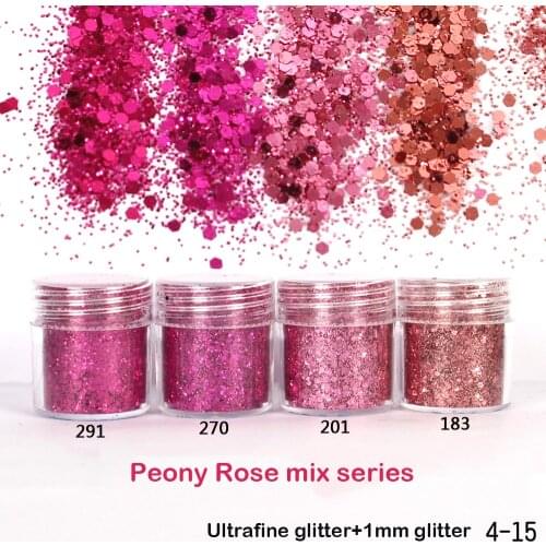Holographic Effect Rose Nail Glitter SET For UV Gel Polish 10ml/Jar Fine Glitter Sparkles Acrylic Nailart Glitter Manicure Dust