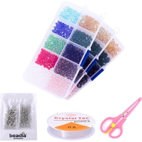 1 Box DIY Jewelry Tools Kit 4 6 8mm Austria Crystal Faceted Beads Glass Beads Lobster Clasps Beading Wire For Jewelry Making