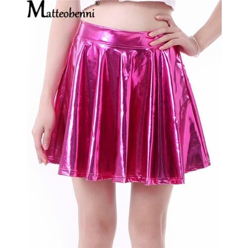 New Gothic Black Ladies Skirt Harajuku PU Leather A-Line Club Skirts Women Sexy Casual High Waist Party Solid Girls Mini Skirts