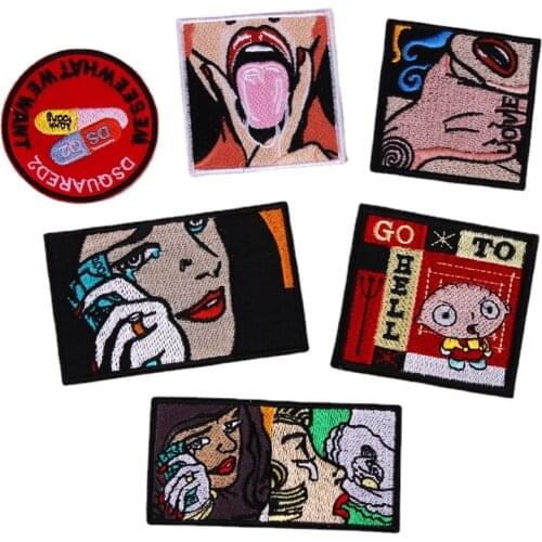 New Punk Girl Rock Parches Iron on Patches Sewing Embroidered Applique for Jacket Clothes Stickers Badge DIY Apparel Accessories