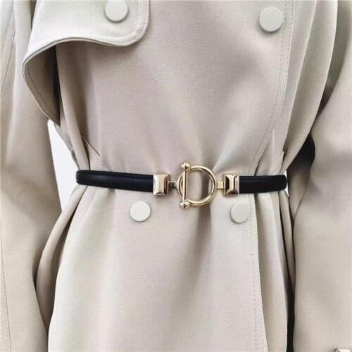 Metal Buckle Thin Women Belt Fashion Wild Female Pu Leather Black Coffee Camel Straps Waistband Female Dress Accessories Belts