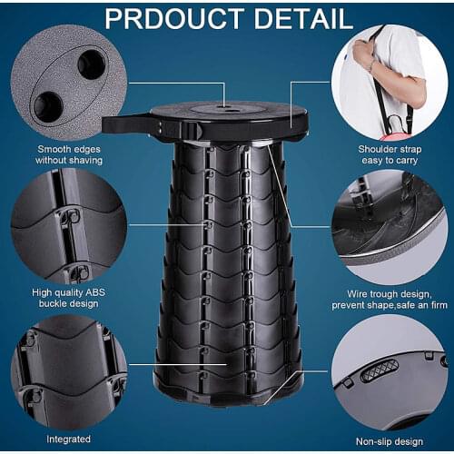 Pgraded Retractable Folding Stool, Portable Telescopic Collapsible Stools Lightweight Simple Compact Seat