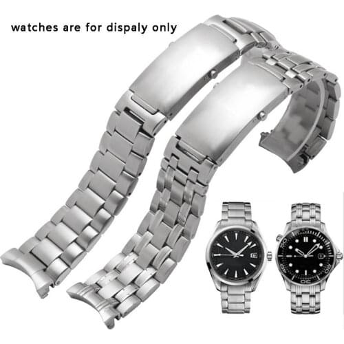 PEIYI 18mm Quality Stainless steel watchbands silver wristband Replacement metal belt for Omega Seamaster series watch chain