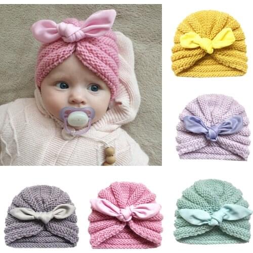 Knitted Winter Baby Hat for Girls Candy Color Bonnet Enfant Baby Beanie Turban Hats Newborn Baby Cap for Boys Accessories