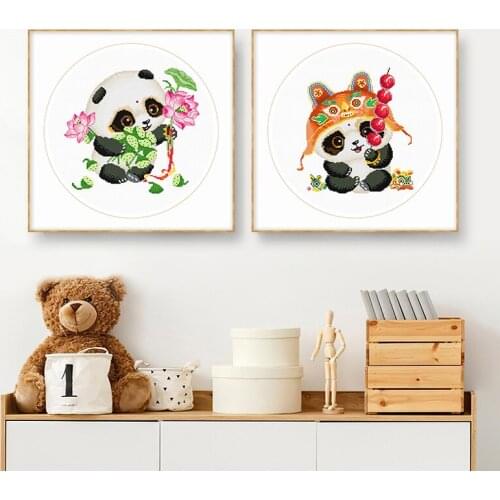 Cross stitch наборы Chinese panda cartoon animal embroidery pattern DIY handmade birthday gift for children