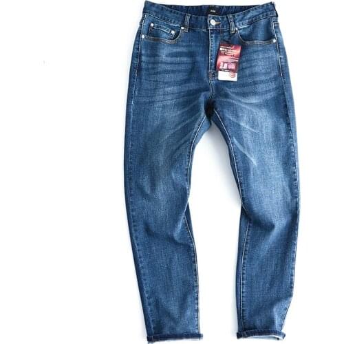 High-quality spring and autumn new casual mens washed stretch straight-leg slim jeans trousers