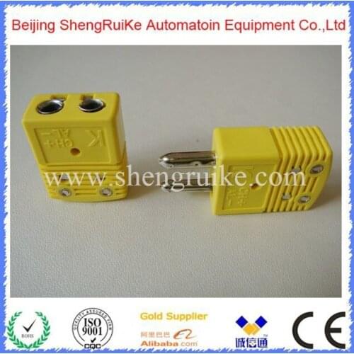 Yellow Color Round Hollow Pin K Standard Thermocouple Connector