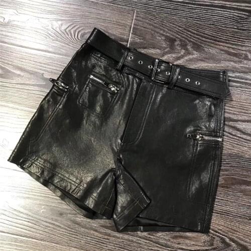 Real leather shorts lady genuine leather shorts fashion women real leather shorts