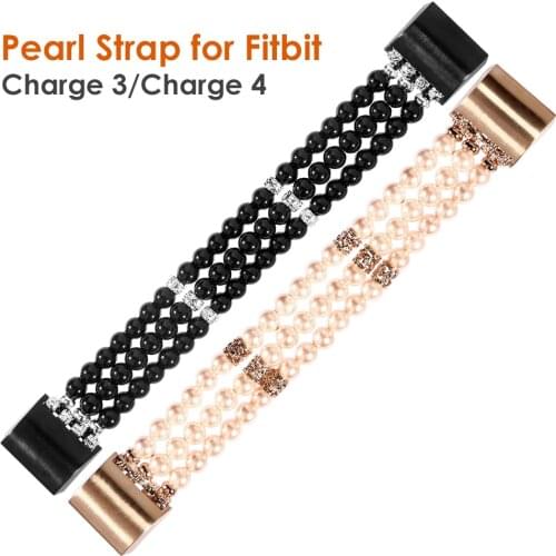 Charge 2 Woman Bracelet for Fitbit Charge 4 Charge 3 SE Bands Strap Women Girls Dressy Jewelry Stretchy Replacement Pearl Beaded