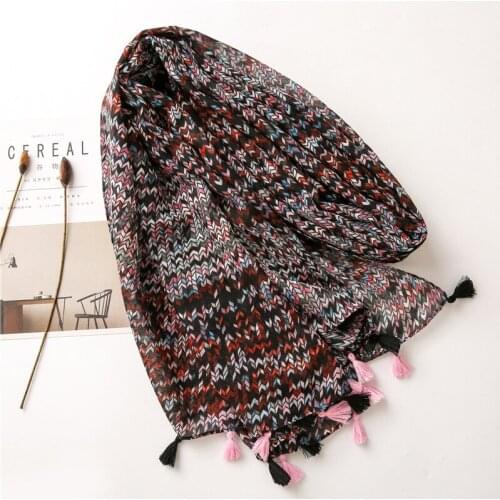 2019 Women Printed Pattern Cotton Tassel Scarf 10pcs/lot