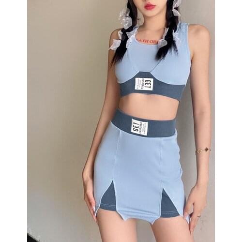 Backless Dress Two Piece Set Outfit Streetwear Style Women Sleeveless Crop Top & Mini Skirt Sexy Summer Sets