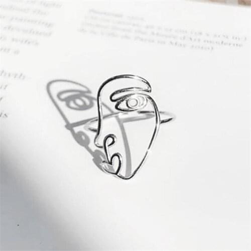 Personality Gothic Vintage Human Face Rings For Women Bridal Wedding Engagement Punk Resizable Antique Rings Rock Jewelry