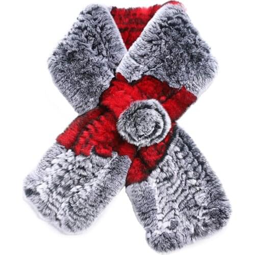 Winter Women Knitted Real Rex Rabbit Fur Scarf Natural Soft Sweet Style MUffler Lady Warm Wraps