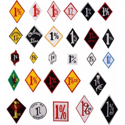 1%er iron on backing punk skull embroidered rider biker motorcycle patches for back vest hat clothing