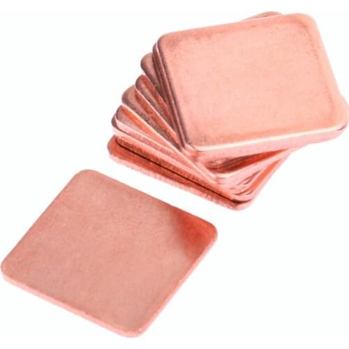 10pcs/set 15mm*15mm 0.6mm to 2mm Thickness Heatsink Copper Shim Thermal Pads DIY RAM COOLING for Laptop Chipset GPU CPU Cooler