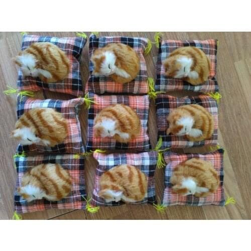 10 pieces small cute simulation cat polyethylene & furs yellow cat about 10x10cm 270