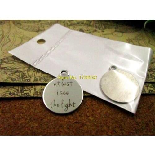 10pcs-stainless steel Charms " at last I see the light" DIY Charms Pendants for necklace/bracelet/keychain DIY jewelry
