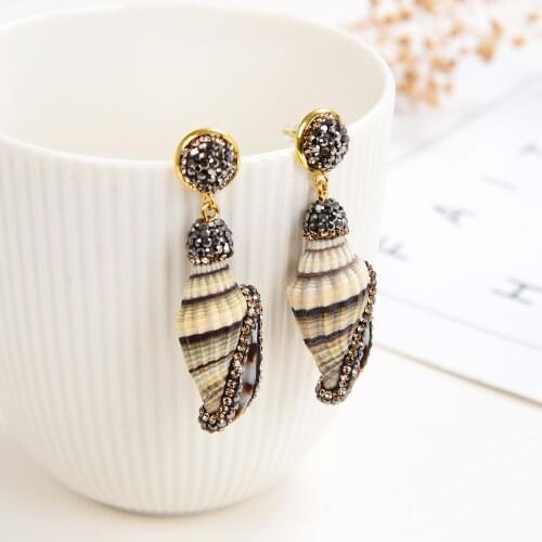100% Natural Conch Earring Long Irregular Handmade Earrings For Women 2020 Fashion Jewelry Girls Christmas Gifts Accessories