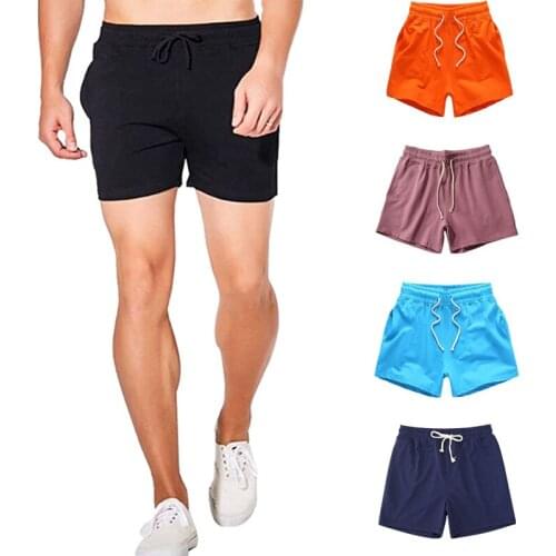 2021 Summer Men Sports Shorts Male Sexy Solid Color Quick Drying Trunks Running Jogging Fitness Workout Gym