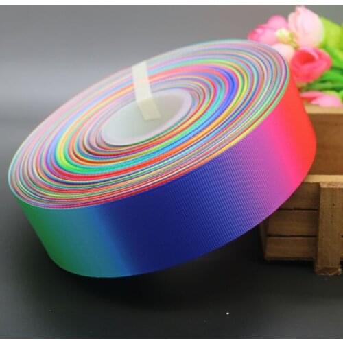 4 sizes Free shipping gradient rainbow colorful printed grosgrain ribbon hairbow headwear party decoration diy wholesale S536