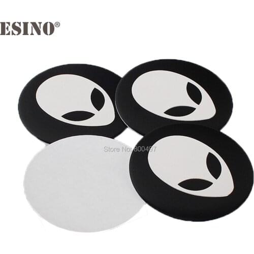 4 x Car Styling Alien 3D Metal Chrome Aluminium Alloy Wheel Center Cap Stickers Wheel Hub Cap Decals 3D Emblem Badges Stickers