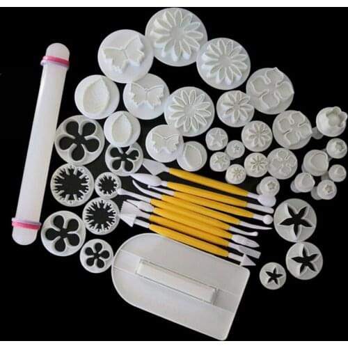 46pcs/set Fondant Cake Mold Set Flower Cake Decorating Tools Kitchen Baking Molding Kit Sugarcraft Making Mould For Cookie