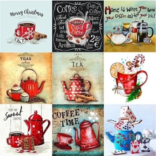 5D Diamond Painting DIY Coffee Cup Cross Stitch Embroidery Mosaic Picture Wall Art Full Round&Square Drill Kitchen Decoration