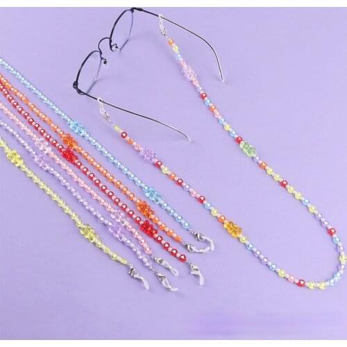 Acrylic Cute Bear Chain Glasses Chains Neck for Men Women Sunglasses Love Beaded Eyewear Vintage Holder Strap Metal Lanyard Cord