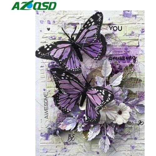 AZQSD 5d Diamond Painting New Arrivals Diamond Painting Butterfly Needlework Diamond Embroidery Animals Mosaic Home Decor