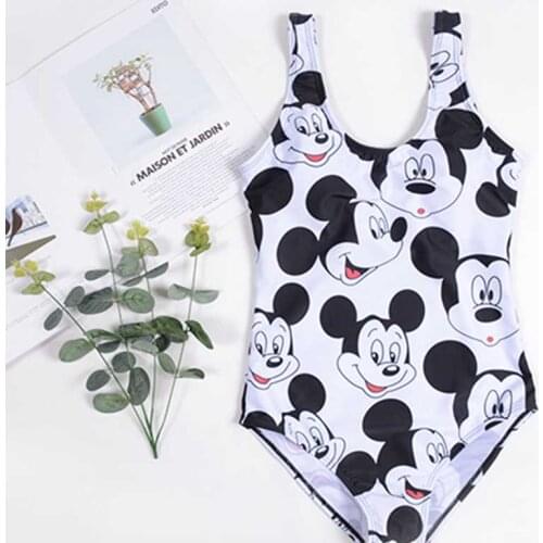 White Swimwear Adults Mickey Bikini Kids Disney swimsuit Girls Cute Bath Beach Mickey Swimwear