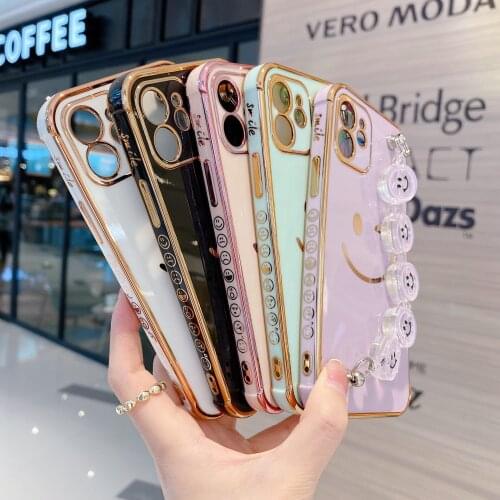 IPhone12 Plating Smiley Face Apple 11 Phone Case All-inclusive Silicone XS/XR Bracelet with Figure on The Side 7/8 Iphone 11