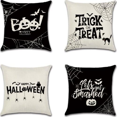 Trick or treat/pumpkin Cushion Cover 45*45cm Happy Halloween Throw Pillow Cover black and white spider web Pillowcase