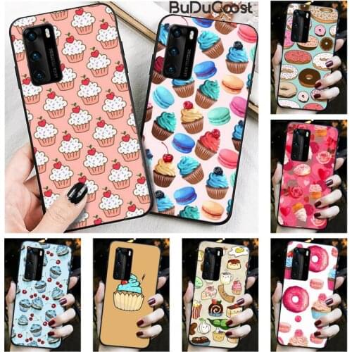 Riccu Cup cake Donuts Dessert Phone Case for Huawei P30 P20 Mate 20 Pro Lite Smart Y9 prime 2019