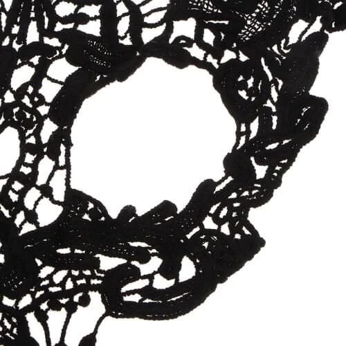 Black Skull Lace Trim Bridal Embroidery Motif Wedding Gown Applique Patches