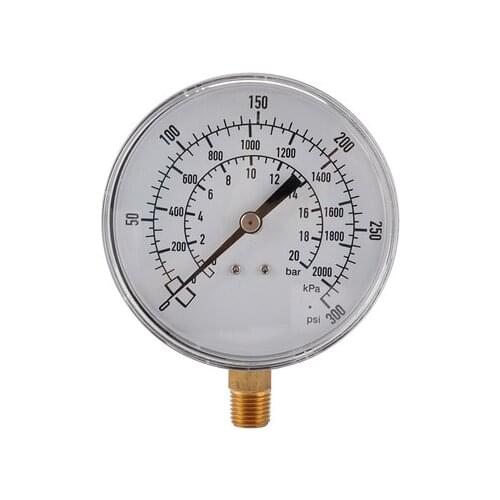 90mm 1/4NPT 0-300psi, 0-2000kpa, 0-20bar Barometer Hydraulic Gauge Fluid Pressure Gauge Meter diameter radial for Air Compressor