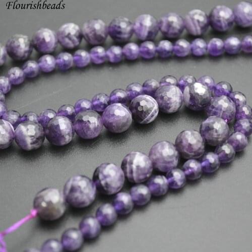 Faceted Natural amethyst Stone Round Loose Beads 4mm 6mm 8mm 10mm DIY Jewelry making supplies