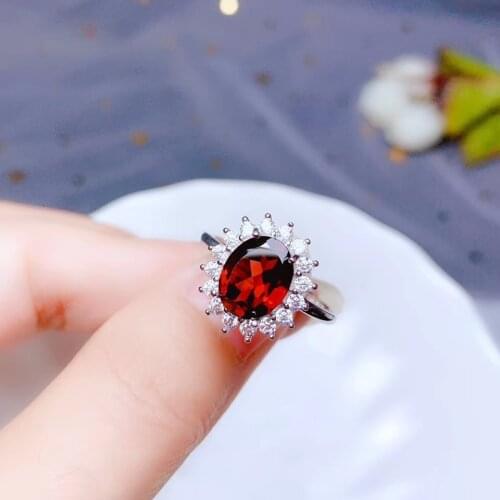 Classic wine red garnet gemstone ring 925 silver ring women good cut wine red color birthday party Christmas gift