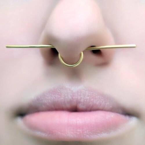 Punk Nose Ring Handmade Piercing Jewelry 925 Silver Gold Filled Faux Piercing False Septum Hoop Clicker Grillz Fake Nose Ring