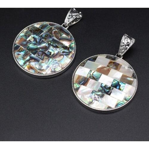 Natural Stone Pendant Round Shell For Jewelry Making DIY Necklace Bracelet Earrings Accessory