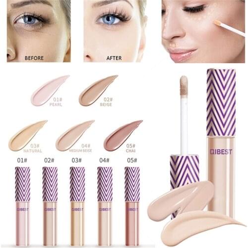 QIBEST Makeup Foundation Moisturizing Waterproof Concealer Cream Cover Pores Dark Circles Brighten Soft Base Primer #289745