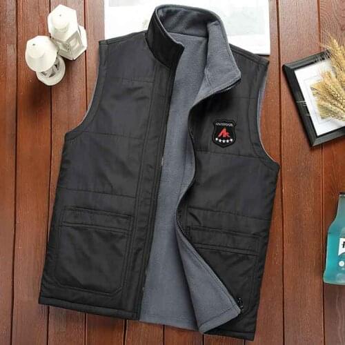 Mens Reversible Vest Jackets Spring Winter Elders Warm Fleece Waistcoat Plus Size 5XL Fishing Mountaineering Hiking Clothes