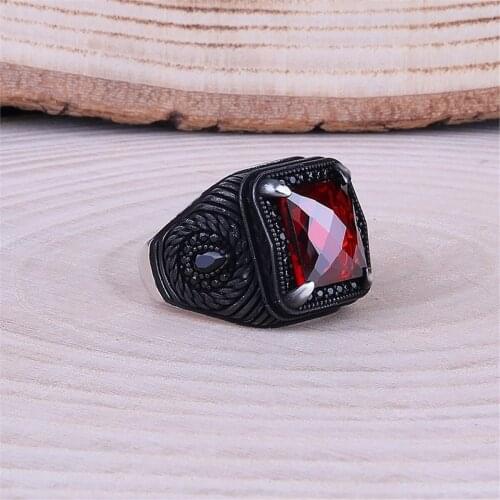 Red Zircon Cubic Zirconia Micro Stone Inlaid 925 Sterling 925 K Silver Men 'S Ring
