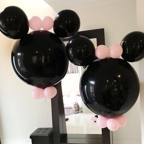 10pcs Black with Pink Latex Balloon Set Baby Girls Birthday Party DIY Decoration Kids Air Helium Balloons Wedding Party Globos